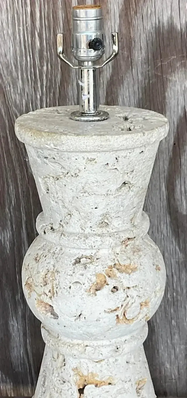 Vintage Coastal Cut Coquina Stone Table Lamp — additional photo 3