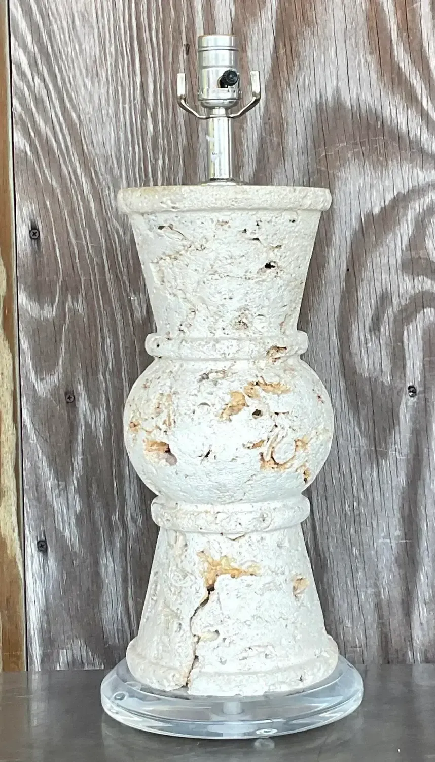 Vintage Coastal Cut Coquina Stone Table Lamp — additional photo 4