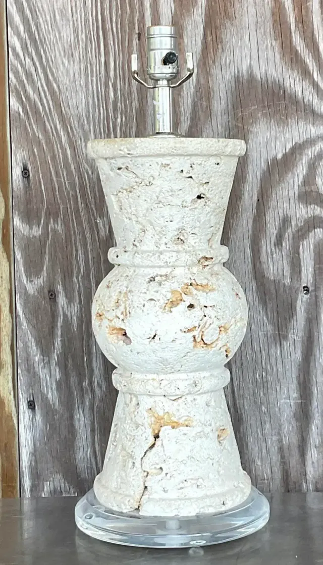 Vintage Coastal Cut Coquina Stone Table Lamp — additional photo 4