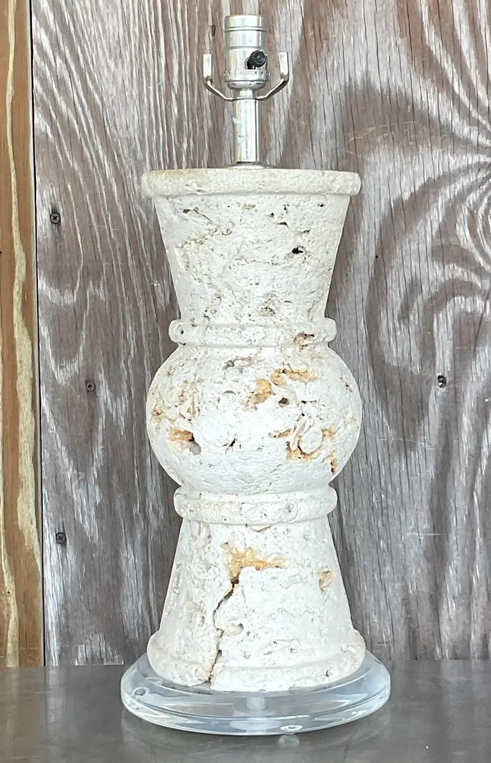 Vintage Coastal Cut Coquina Stone Table Lamp — additional photo 5