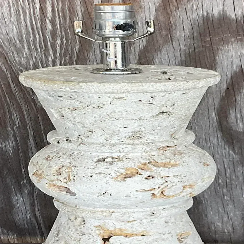 Vintage Coastal Cut Coquina Stone Table Lamp — additional photo 7