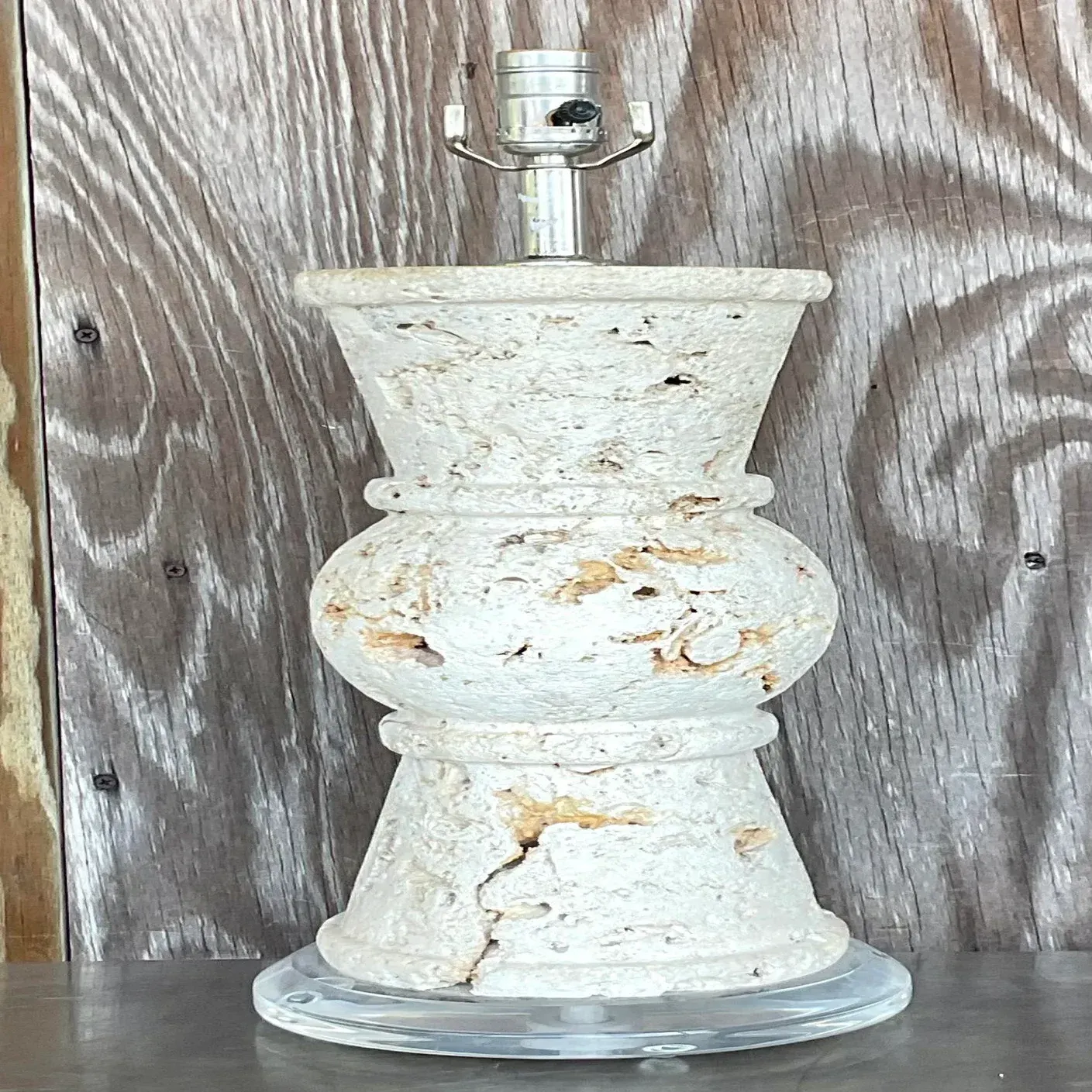 Vintage Coastal Cut Coquina Stone Table Lamp — additional photo 8