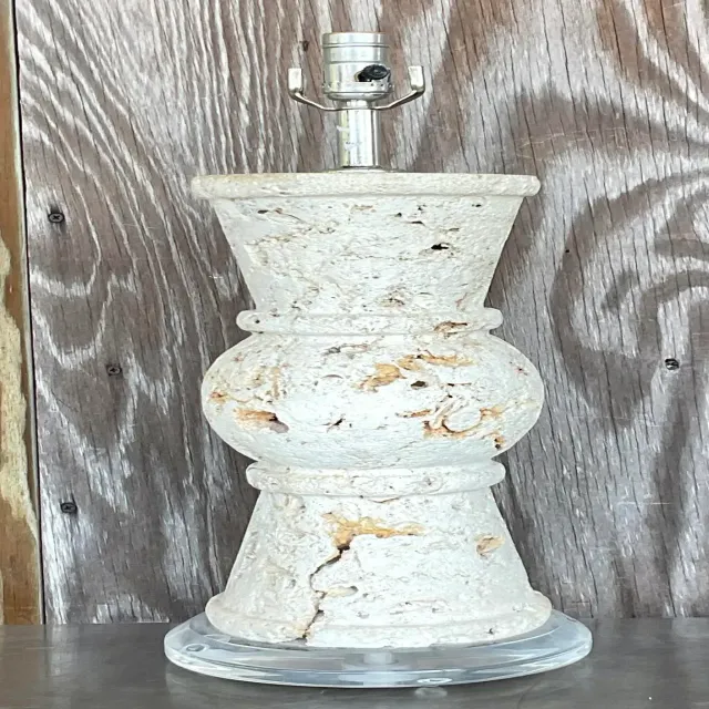 Vintage Coastal Cut Coquina Stone Table Lamp — additional photo 8