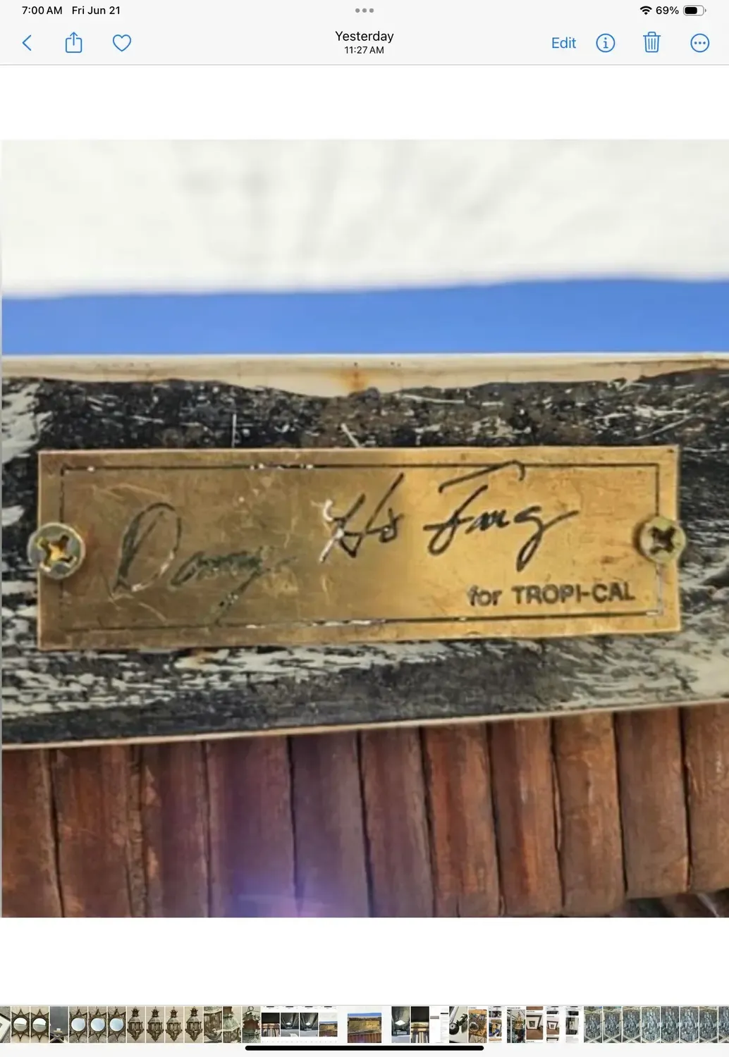 Vintage Coastal Danny Ho Fong for Tropi-Cal Rattan Top Dining Table — additional photo 2