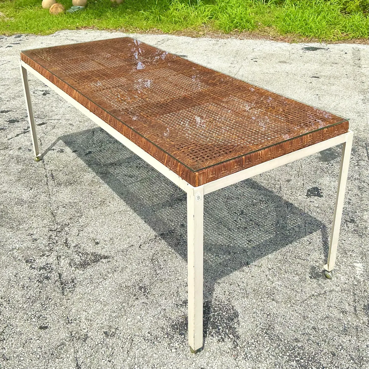 Vintage Coastal Danny Ho Fong for Tropi-Cal Rattan Top Dining Table — additional photo 4