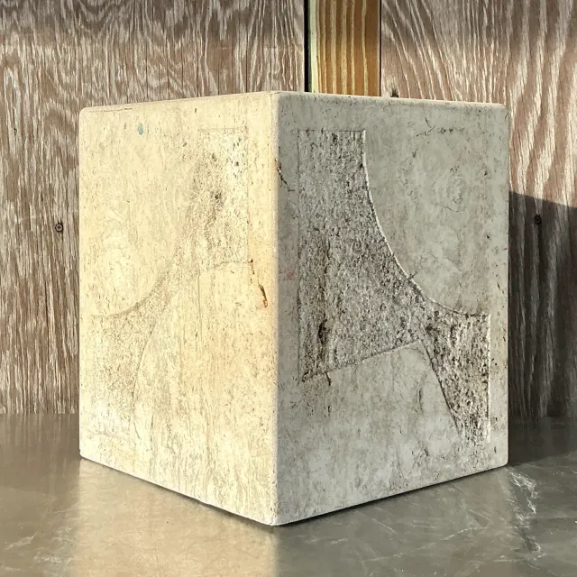 Vintage Coastal Etched Coral Block Drinks Table — additional photo 1
