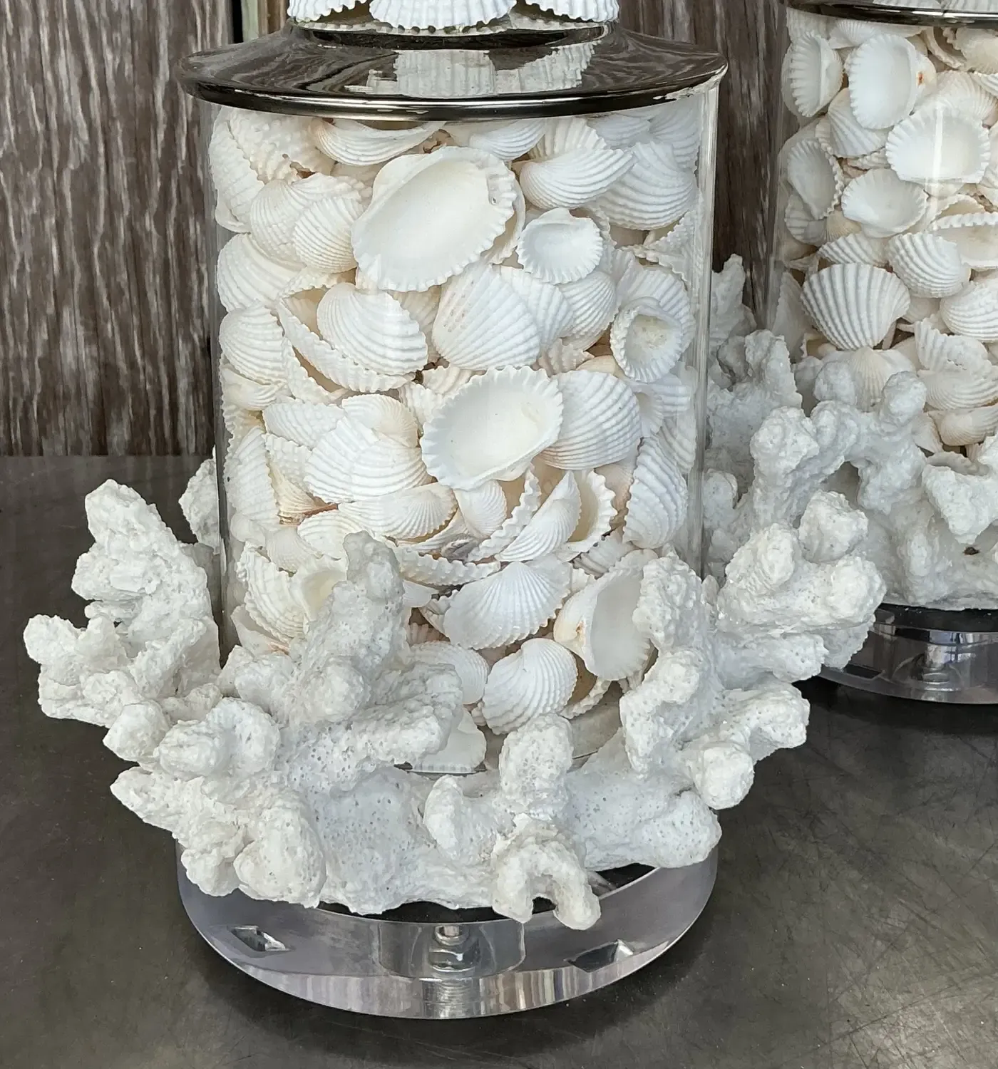 Vintage Coastal Faux Coral and Shell Lamps - a Pair — additional photo 8