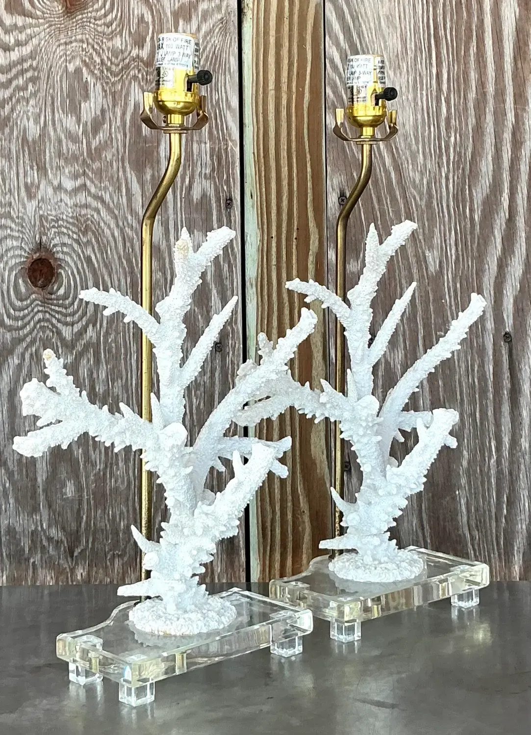 Vintage Coastal Faux Coral Branch Lamps - a Pair — additional photo 2