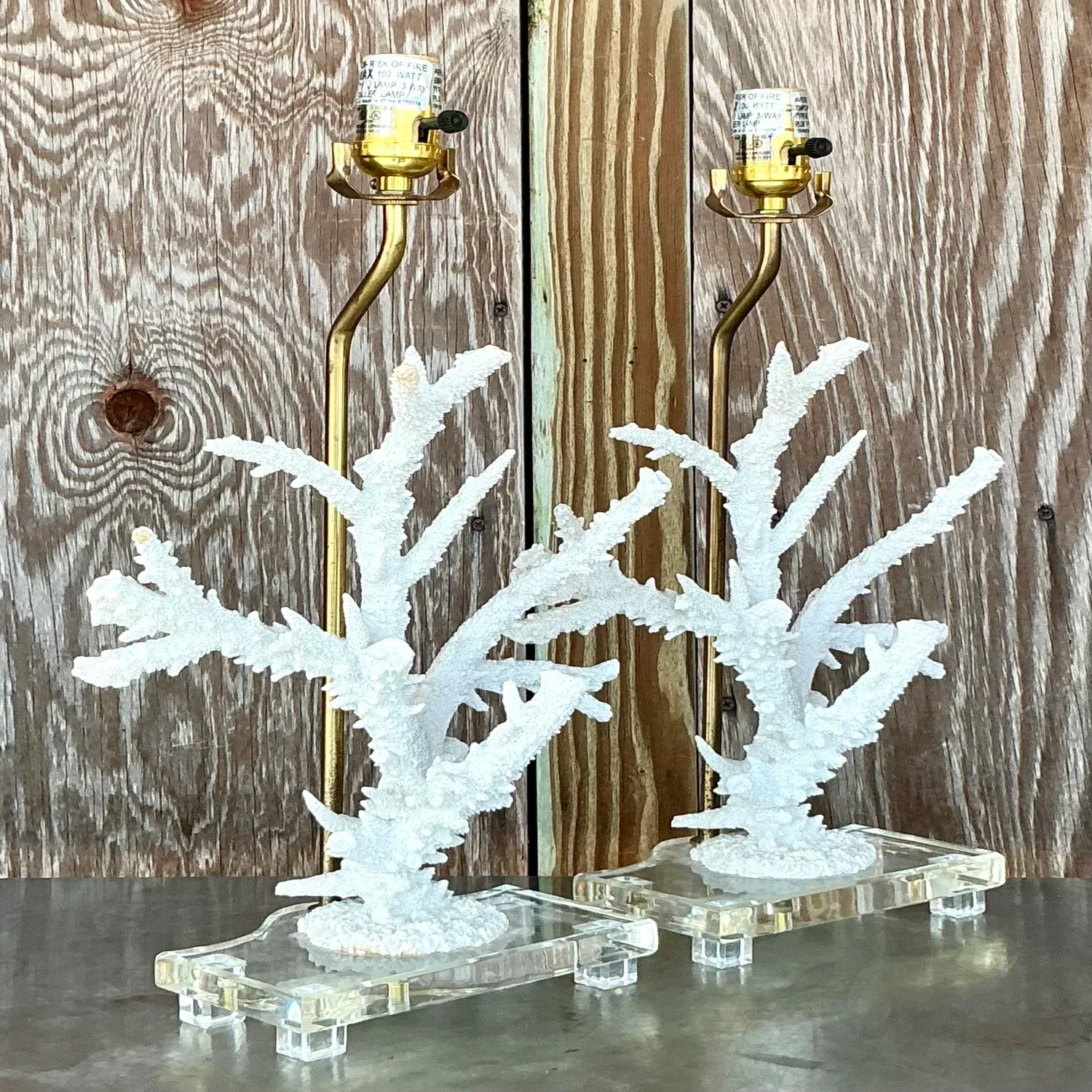 Vintage Coastal Faux Coral Branch Lamps - a Pair — additional photo 3