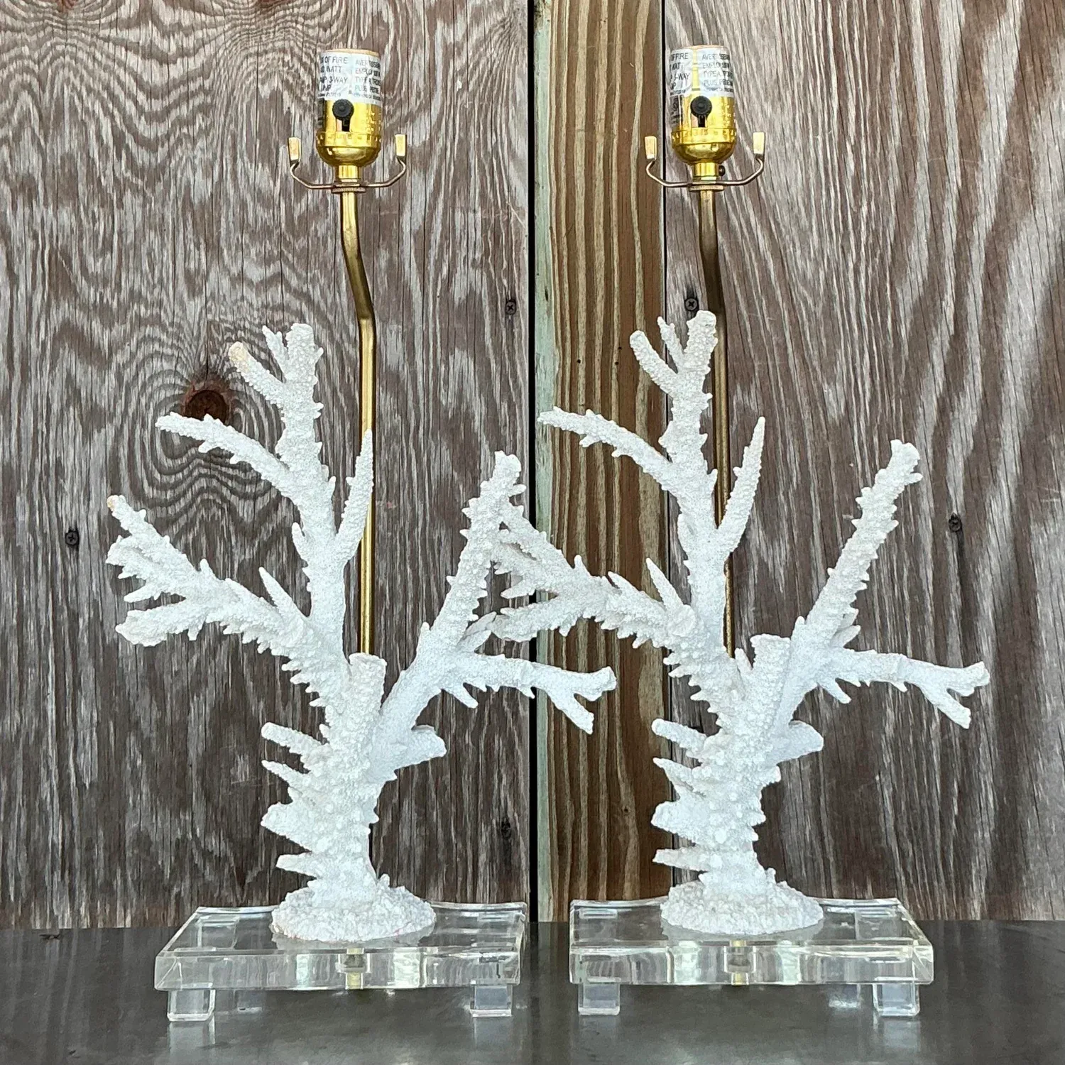 Vintage Coastal Faux Coral Branch Lamps - a Pair — additional photo 4