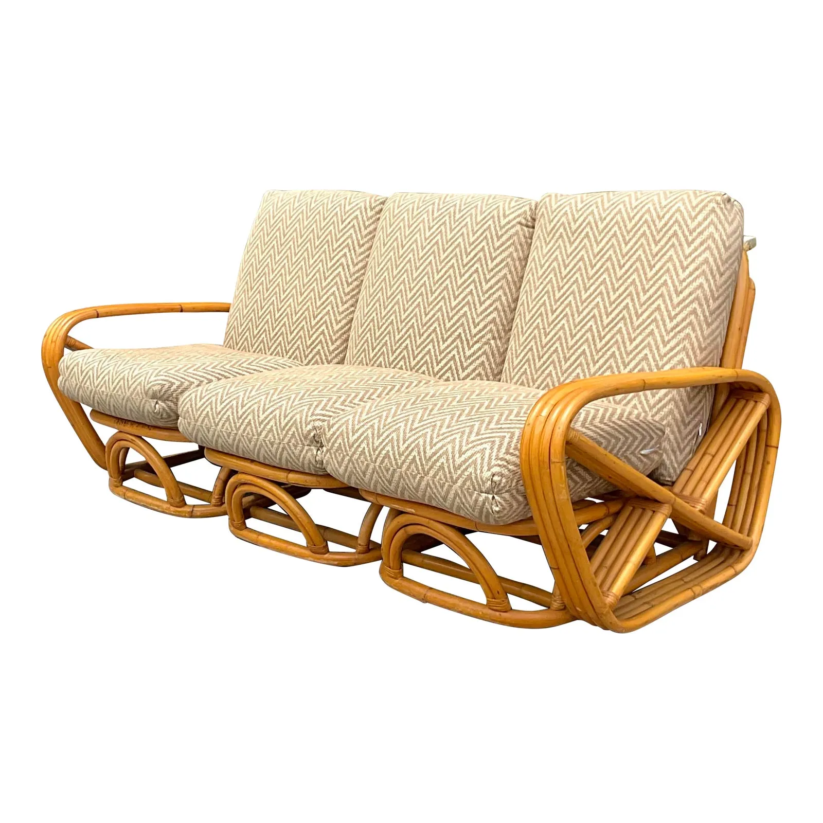 Vintage Coastal Four Strand Bent Rattan Sofa After Frankl — additional photo 3