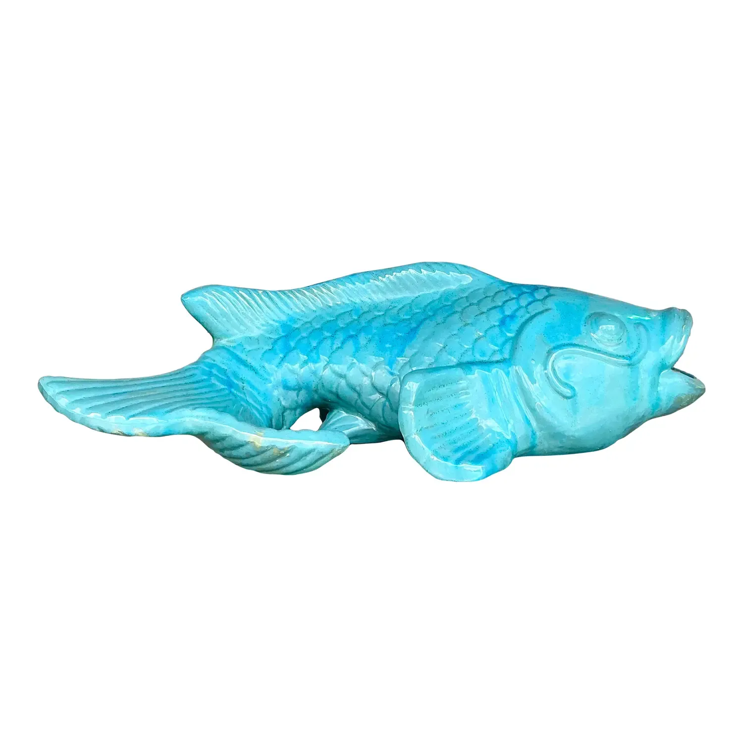 Vintage Coastal Glazed White Terracotta Fish