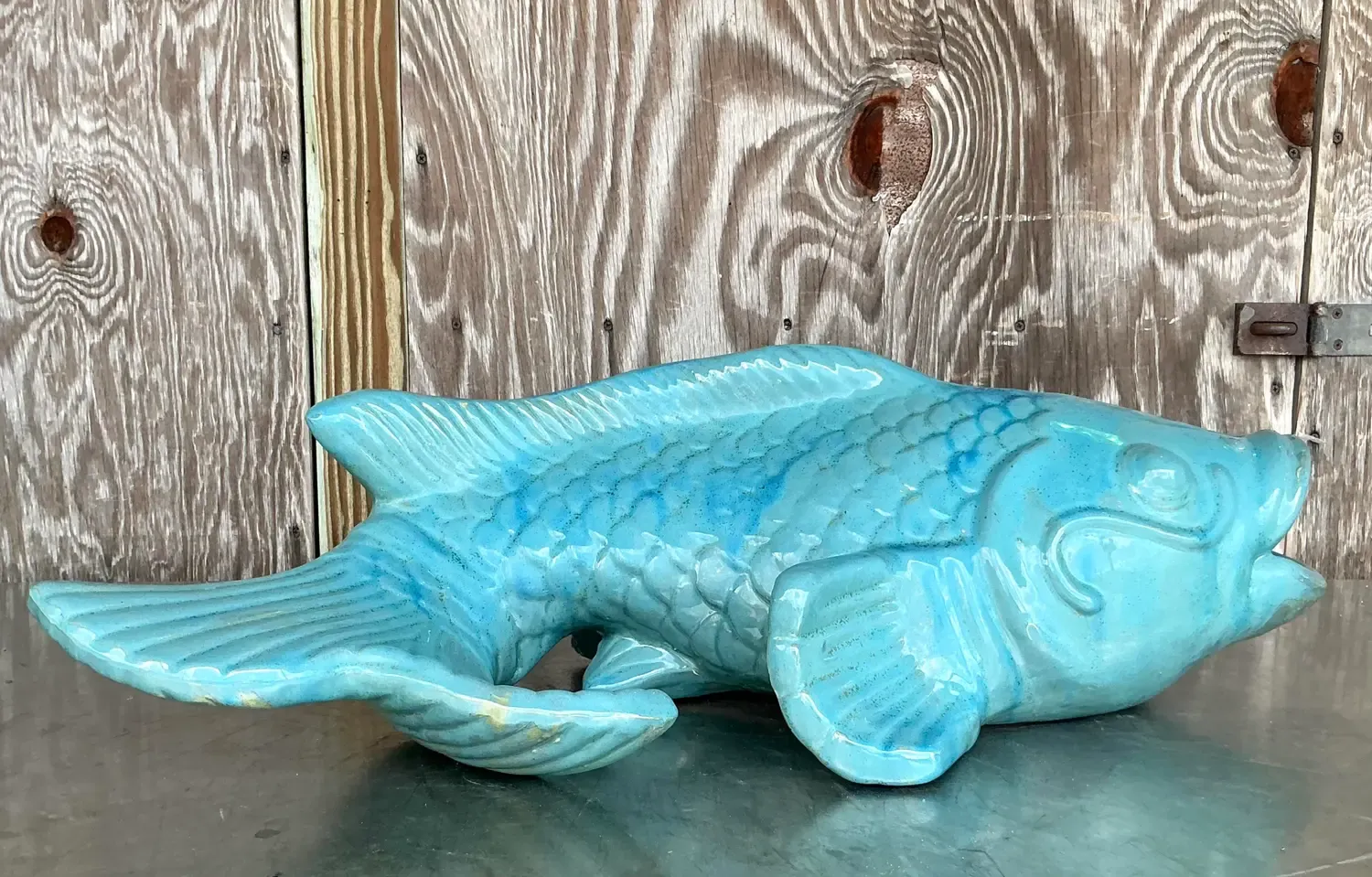 Vintage Coastal Glazed White Terracotta Fish — additional photo 6