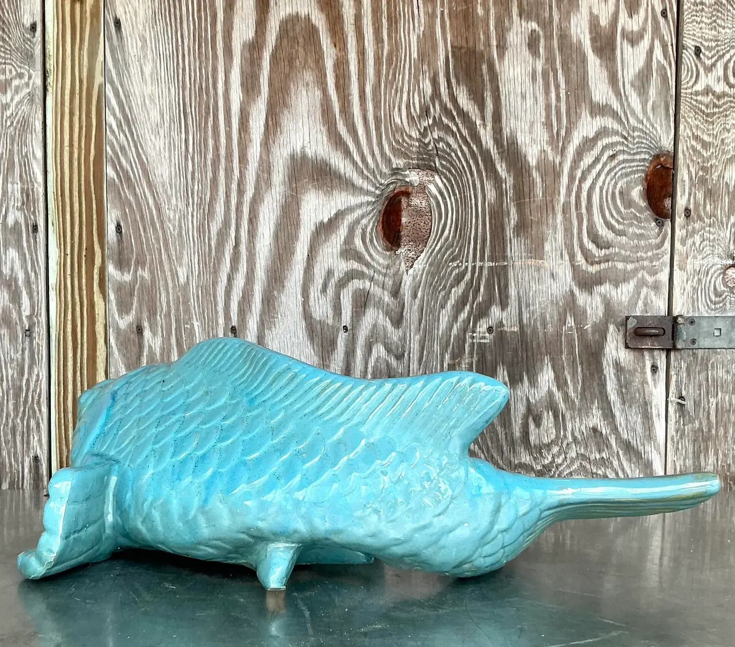 Vintage Coastal Glazed White Terracotta Fish — additional photo 7