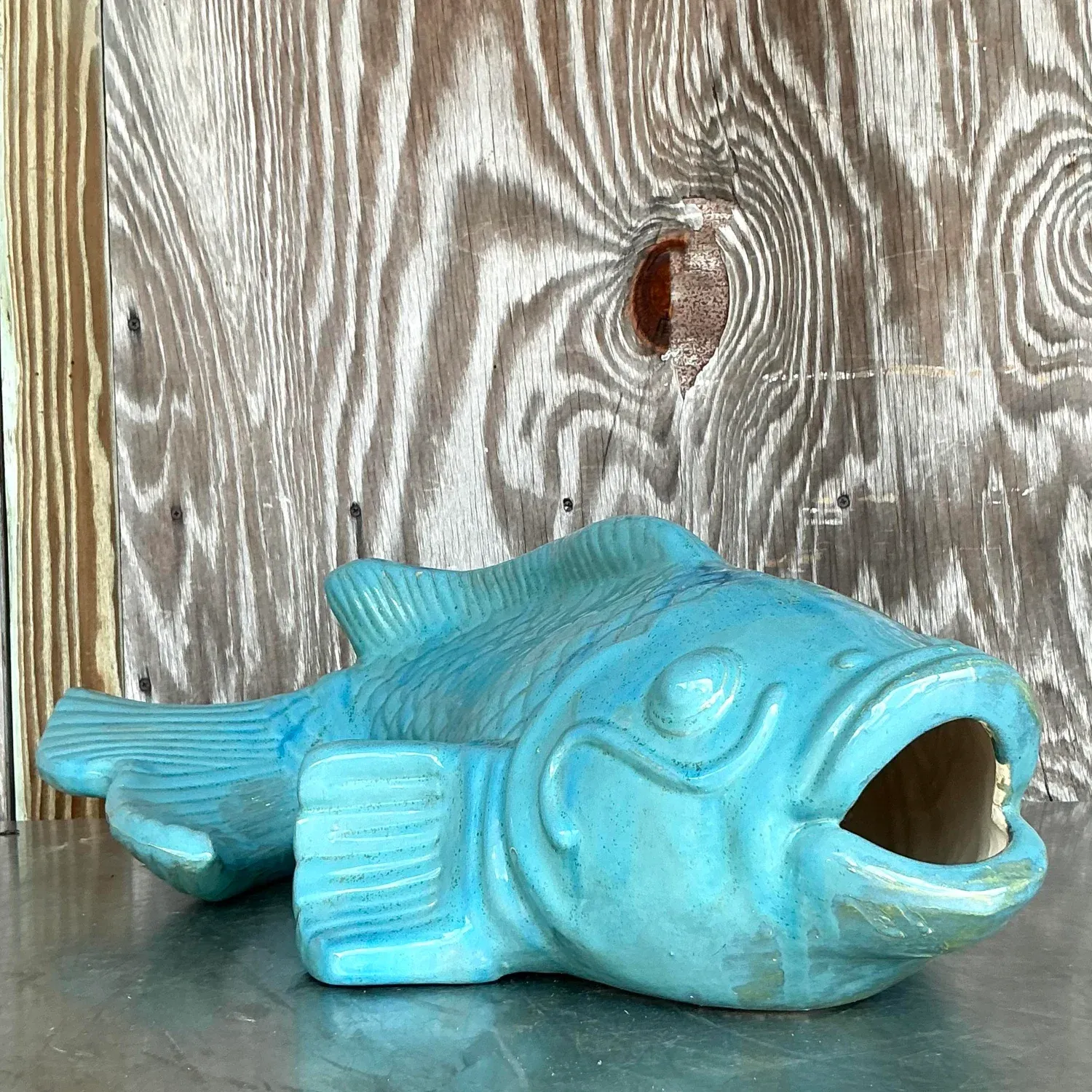 Vintage Coastal Glazed White Terracotta Fish — additional photo 8