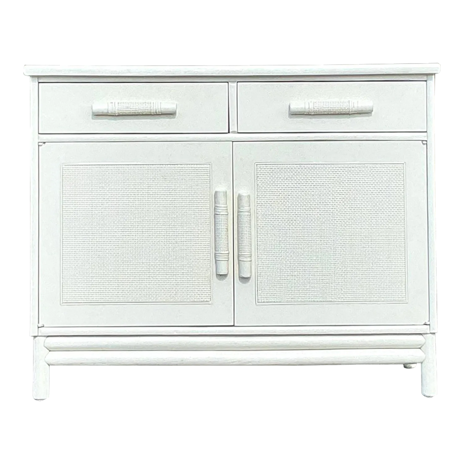 Vintage Coastal Grasscloth Panel Sideboard After Ficks Reed
