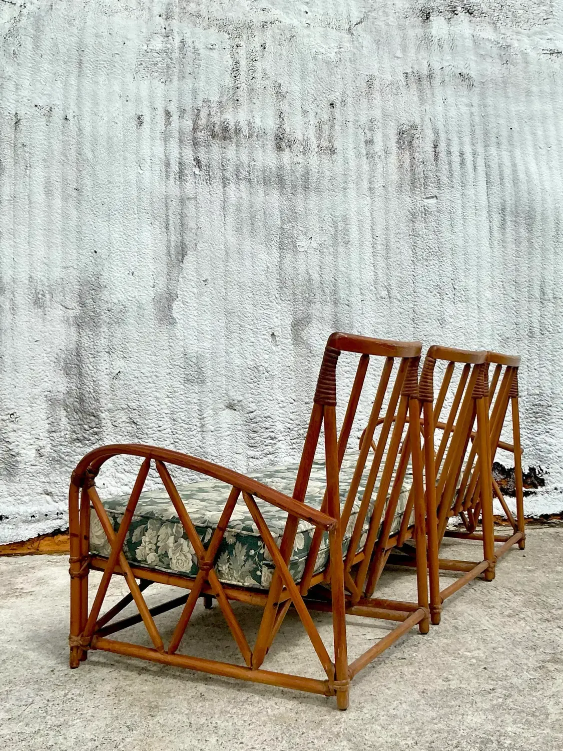 Vintage Coastal Heywood Wakefield Bent Rattan Sofa — additional photo 2