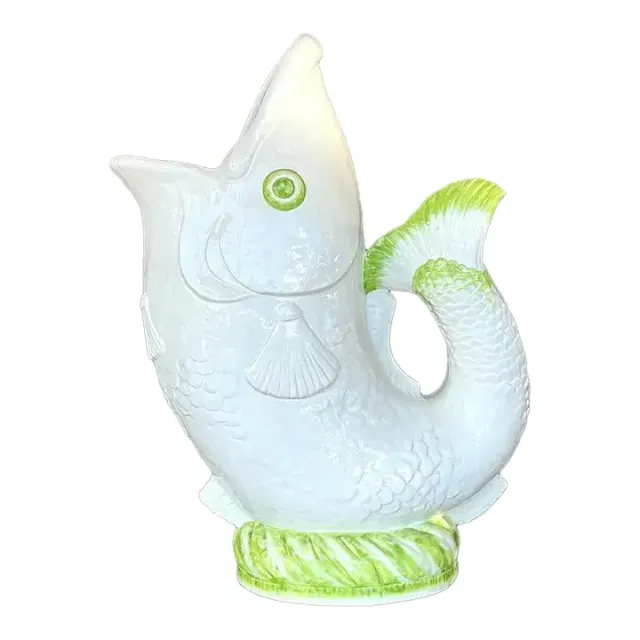 Vintage Coastal Italian Glazed Ceramic Fish Floor Vase — additional photo 1