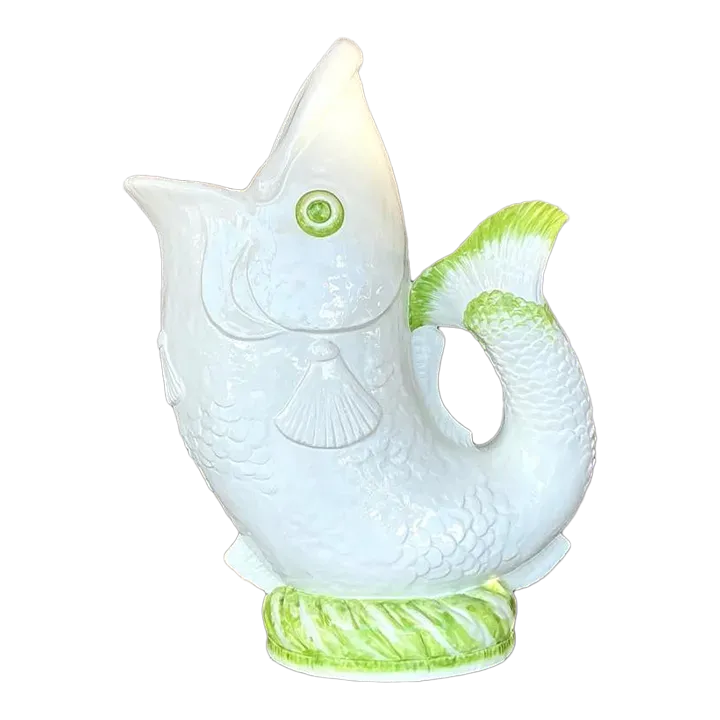 Vintage Coastal Italian Glazed Ceramic Fish Floor Vase — additional photo 4