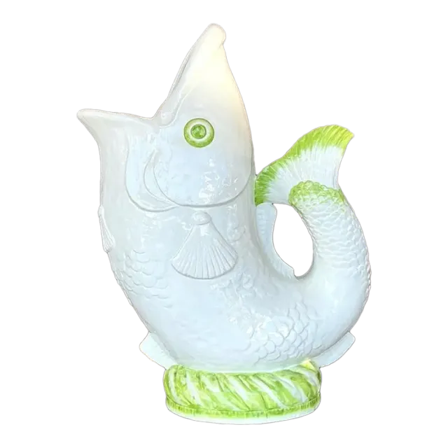 Vintage Coastal Italian Glazed Ceramic Fish Floor Vase — additional photo 4