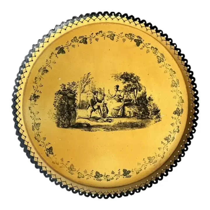 Vintage Coastal Italian Toile Painted Metal Tray