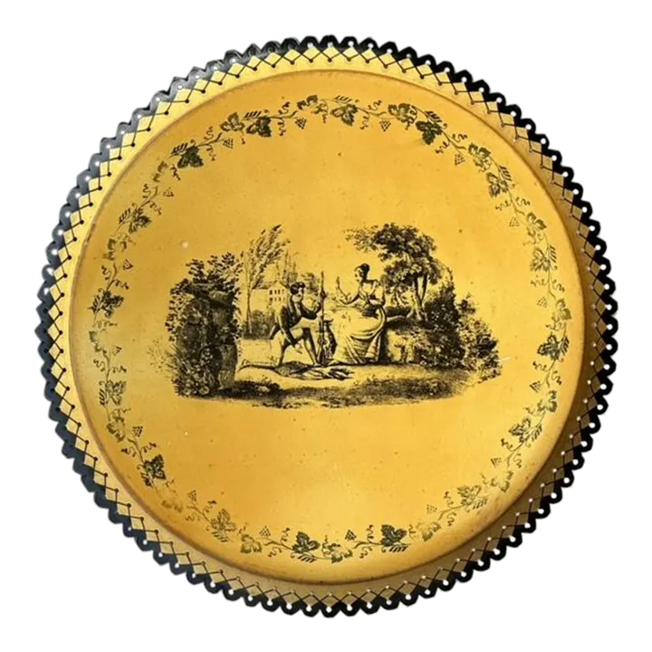 Vintage Coastal Italian Toile Painted Metal Tray — additional photo 2