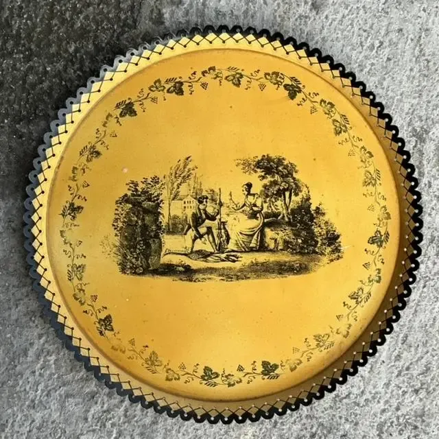 Vintage Coastal Italian Toile Painted Metal Tray — additional photo 3