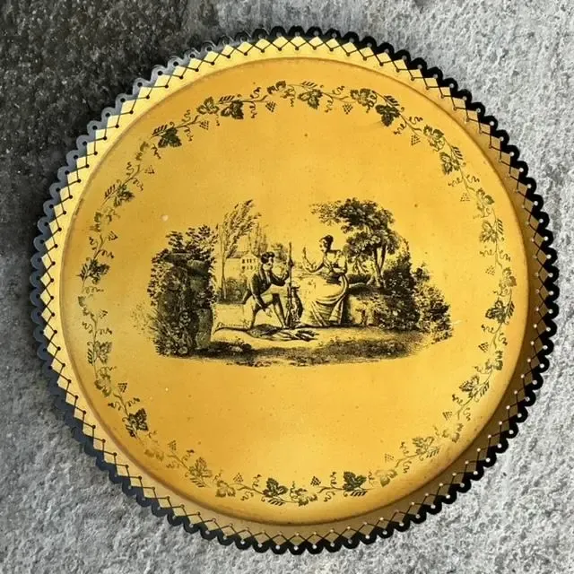 Vintage Coastal Italian Toile Painted Metal Tray — additional photo 5