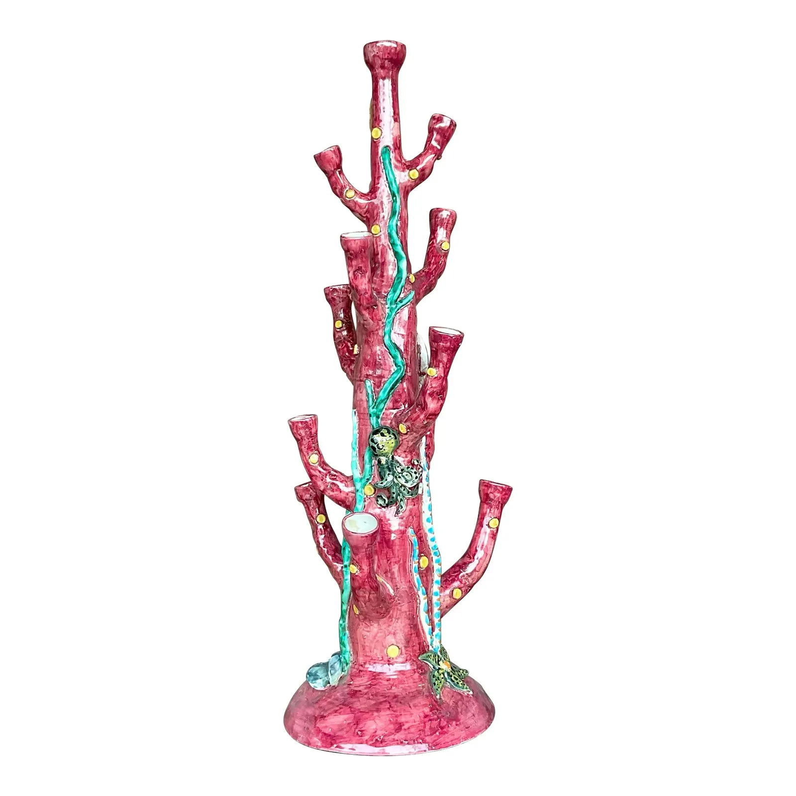 Vintage Coastal La Vietrese Monumental Glazed Ceramic Under the Sea Tower Vase — additional photo 1