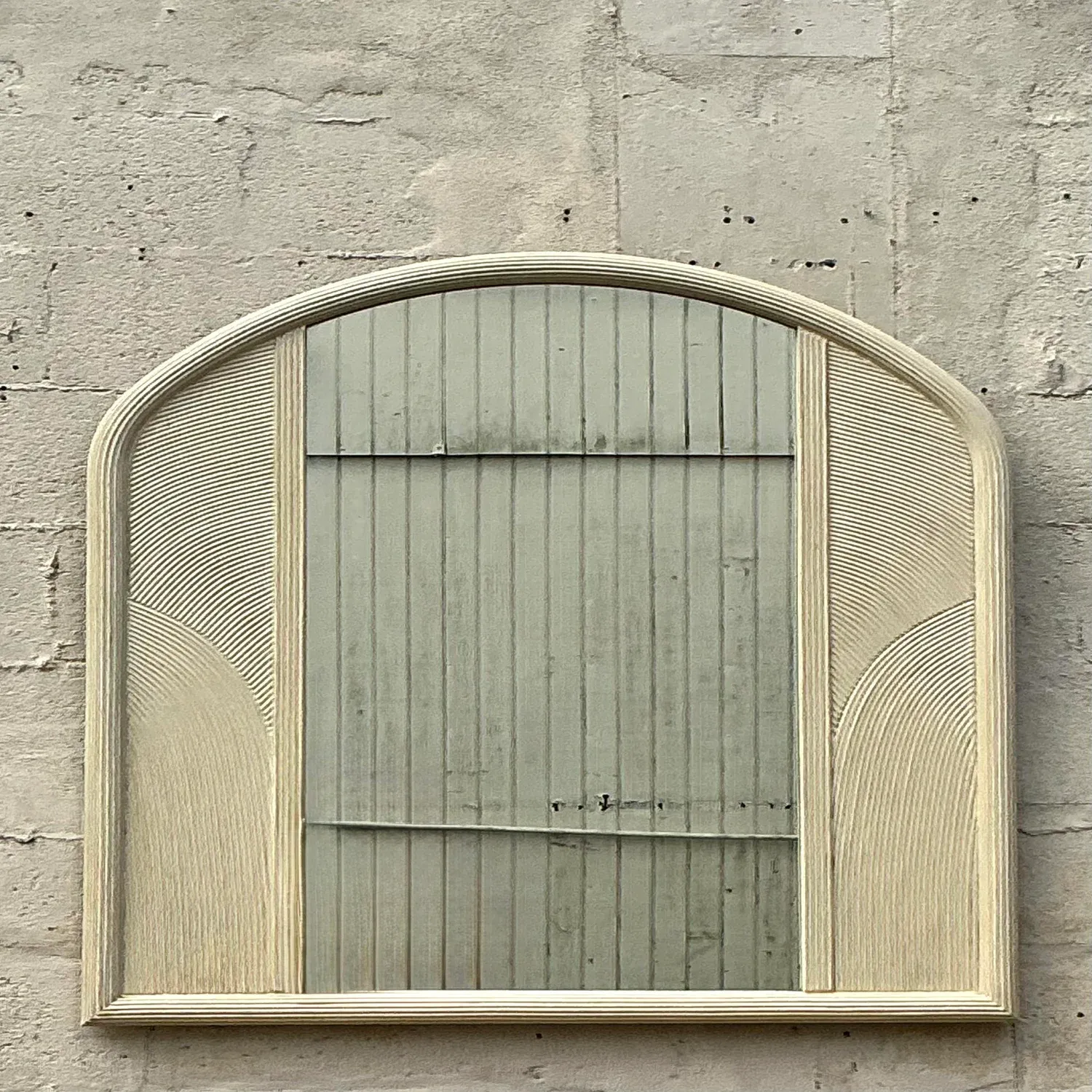 Vintage Coastal Lenoir Pencil Reed Arched Mirror — additional photo 3