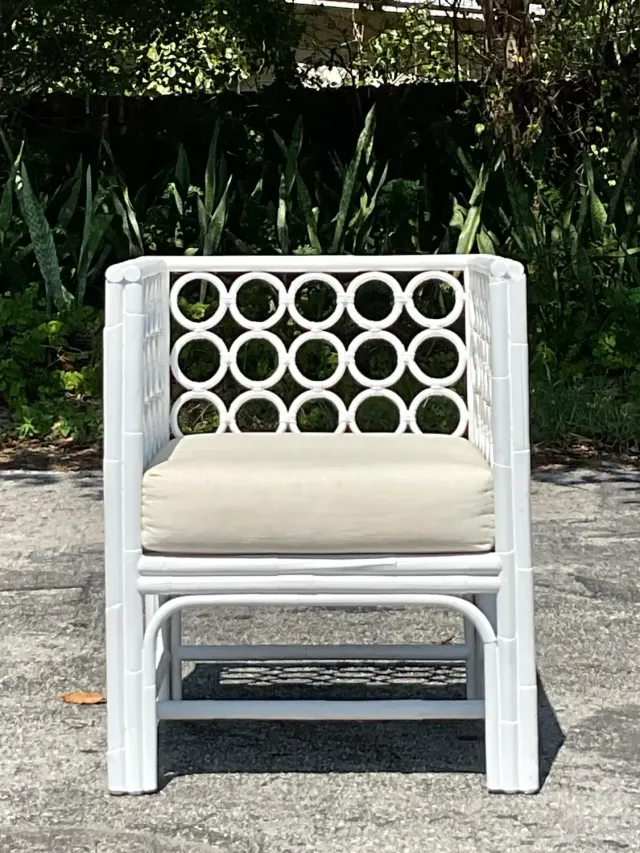 Vintage Coastal Loop Rattan Lounge Chair — additional photo 1