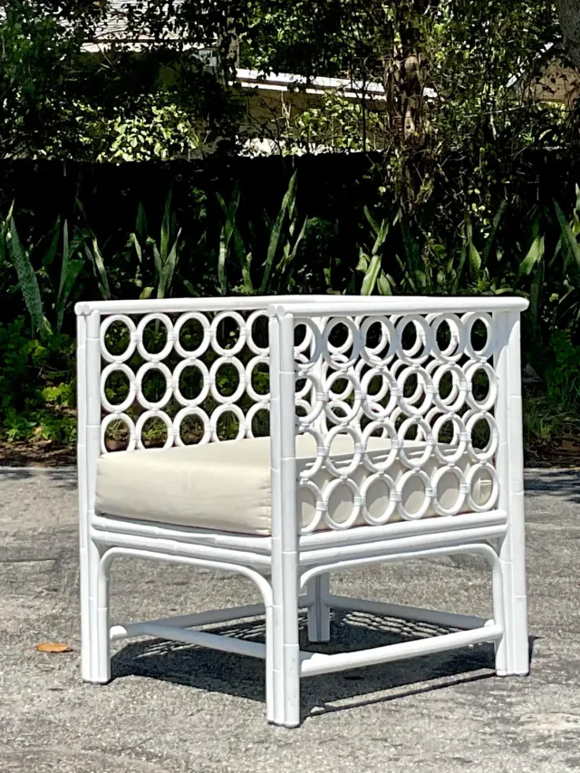 Vintage Coastal Loop Rattan Lounge Chair — additional photo 2