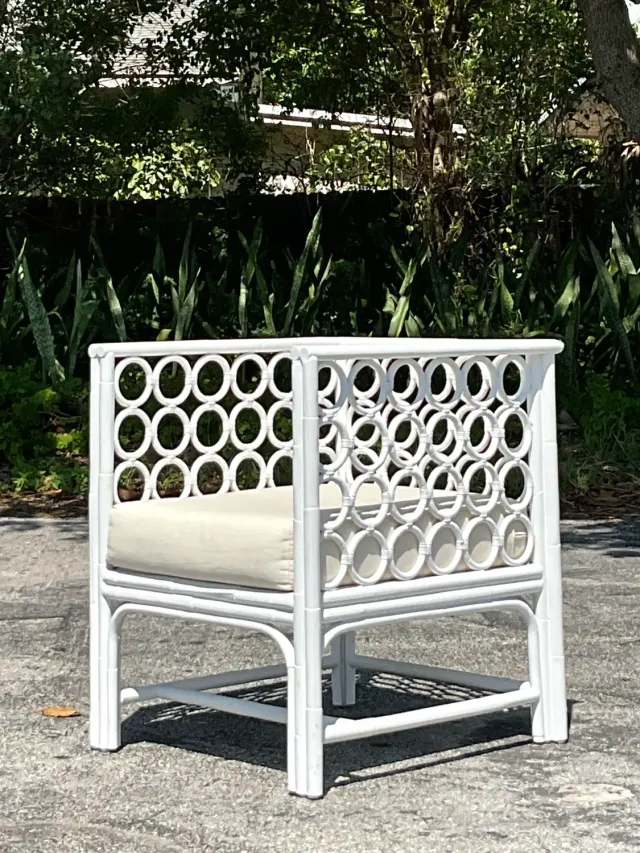 Vintage Coastal Loop Rattan Lounge Chair — additional photo 3
