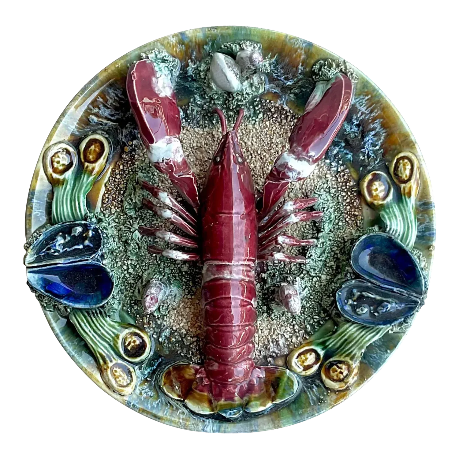 Vintage Coastal Majolica Lobster Plate — additional photo 2