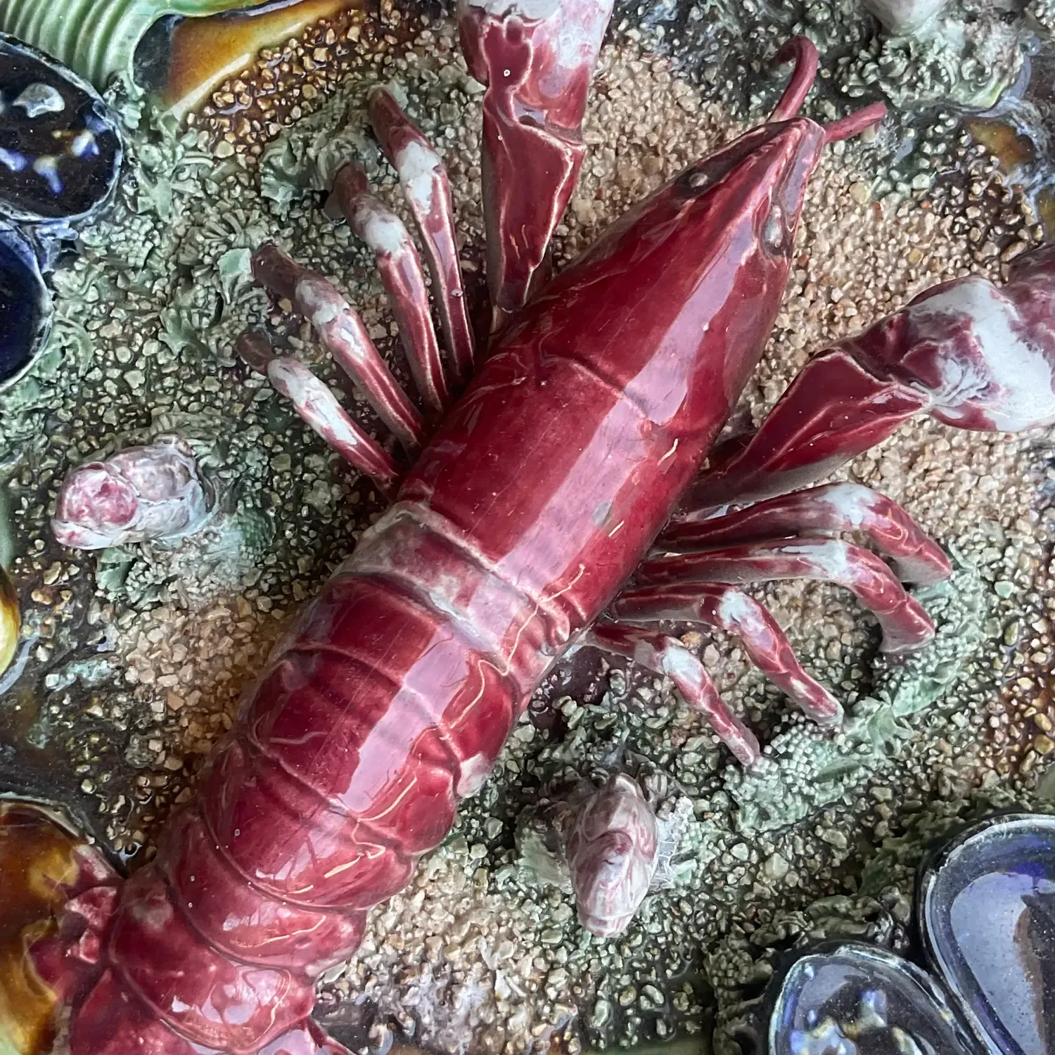 Vintage Coastal Majolica Lobster Plate — additional photo 7