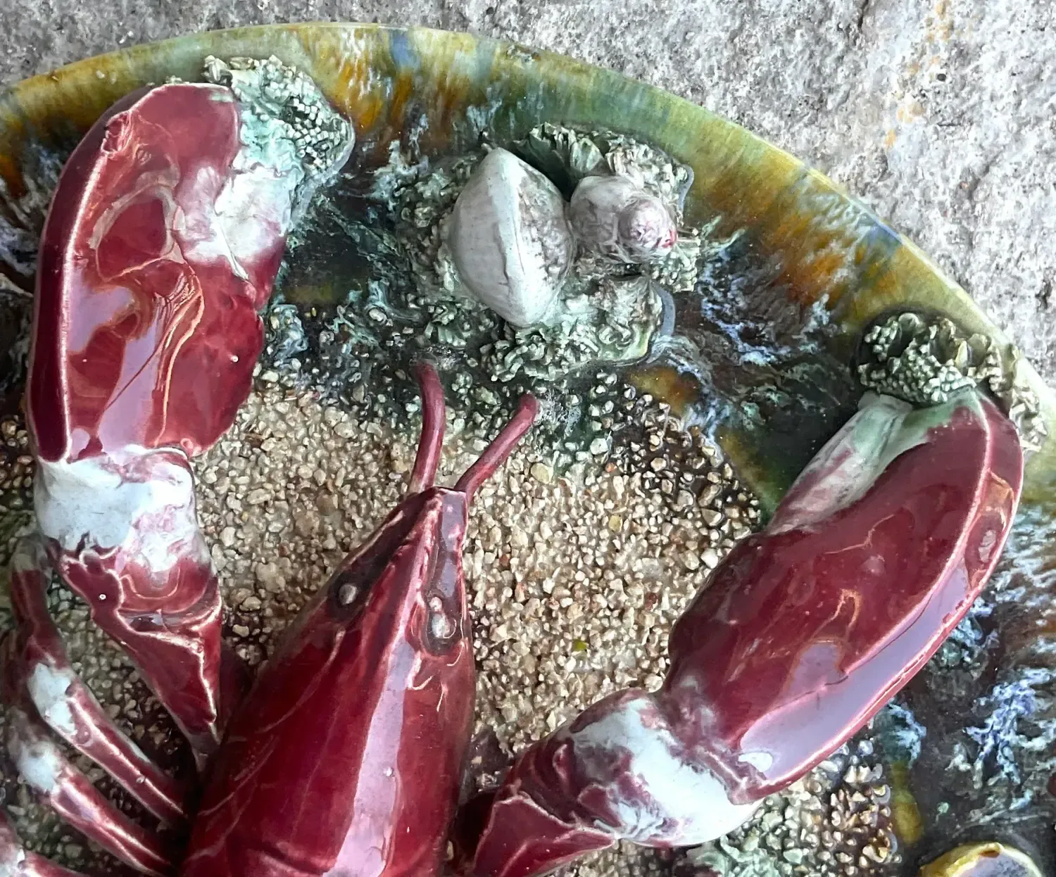 Vintage Coastal Majolica Lobster Plate — additional photo 8