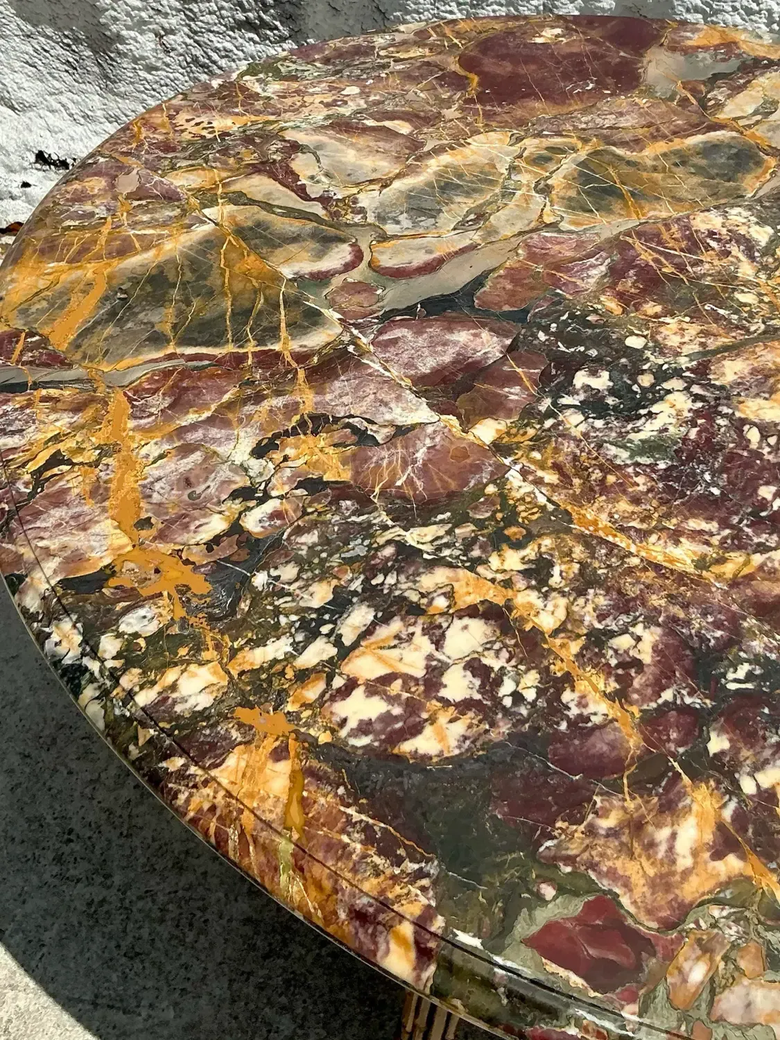 Vintage Coastal McGuire Bamboo Center Hall Table With Stone Top — additional photo 8