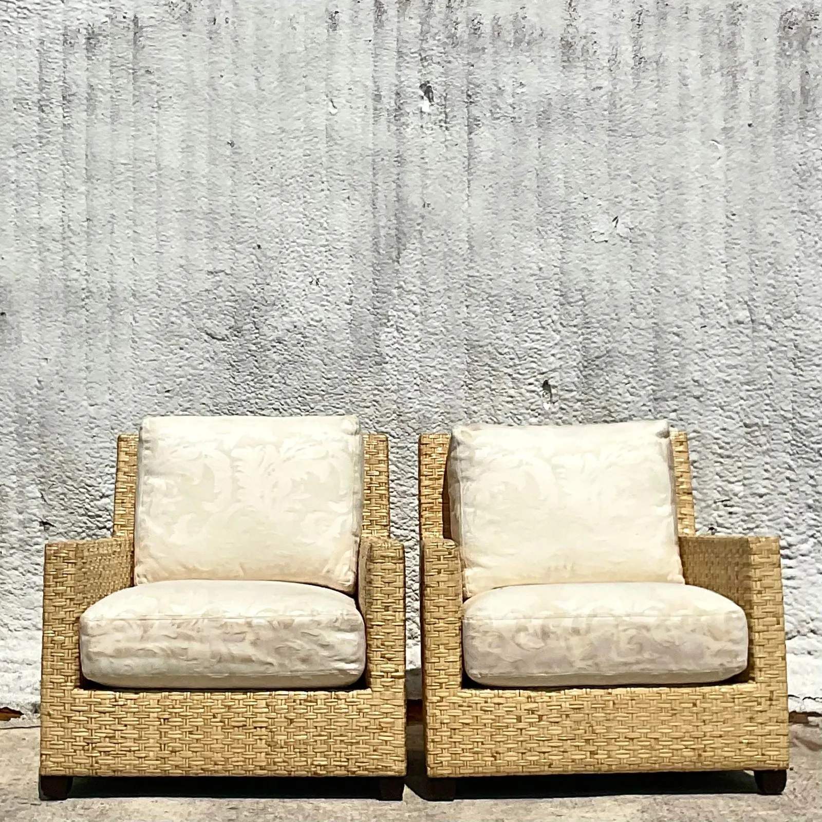 Vintage Coastal McGuire Limited Edition Wide Ribbon Rattan Lounge Chairs-A Pair — additional photo 2