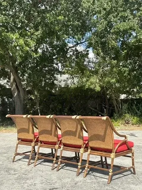Vintage Coastal McGuire Rattan and Cane Dining Chairs - Set of 4 — additional photo 2