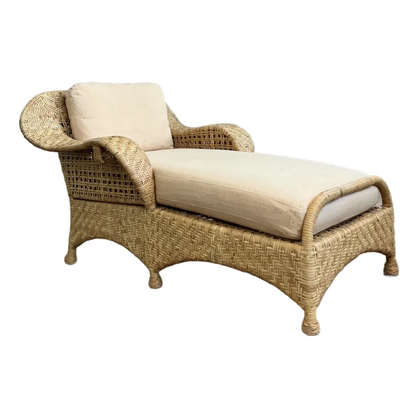 Vintage Coastal McGuire Woven Rattan Chaise Lounge — additional photo 1