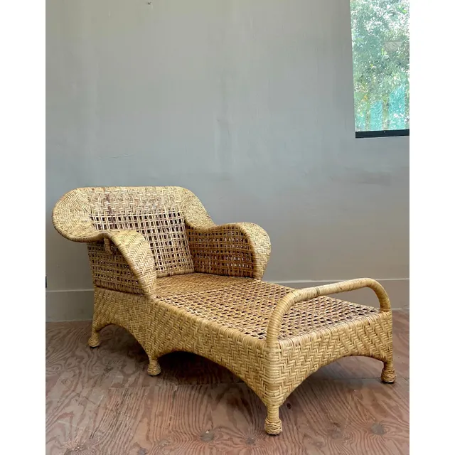 Vintage Coastal McGuire Woven Rattan Chaise Lounge — additional photo 5