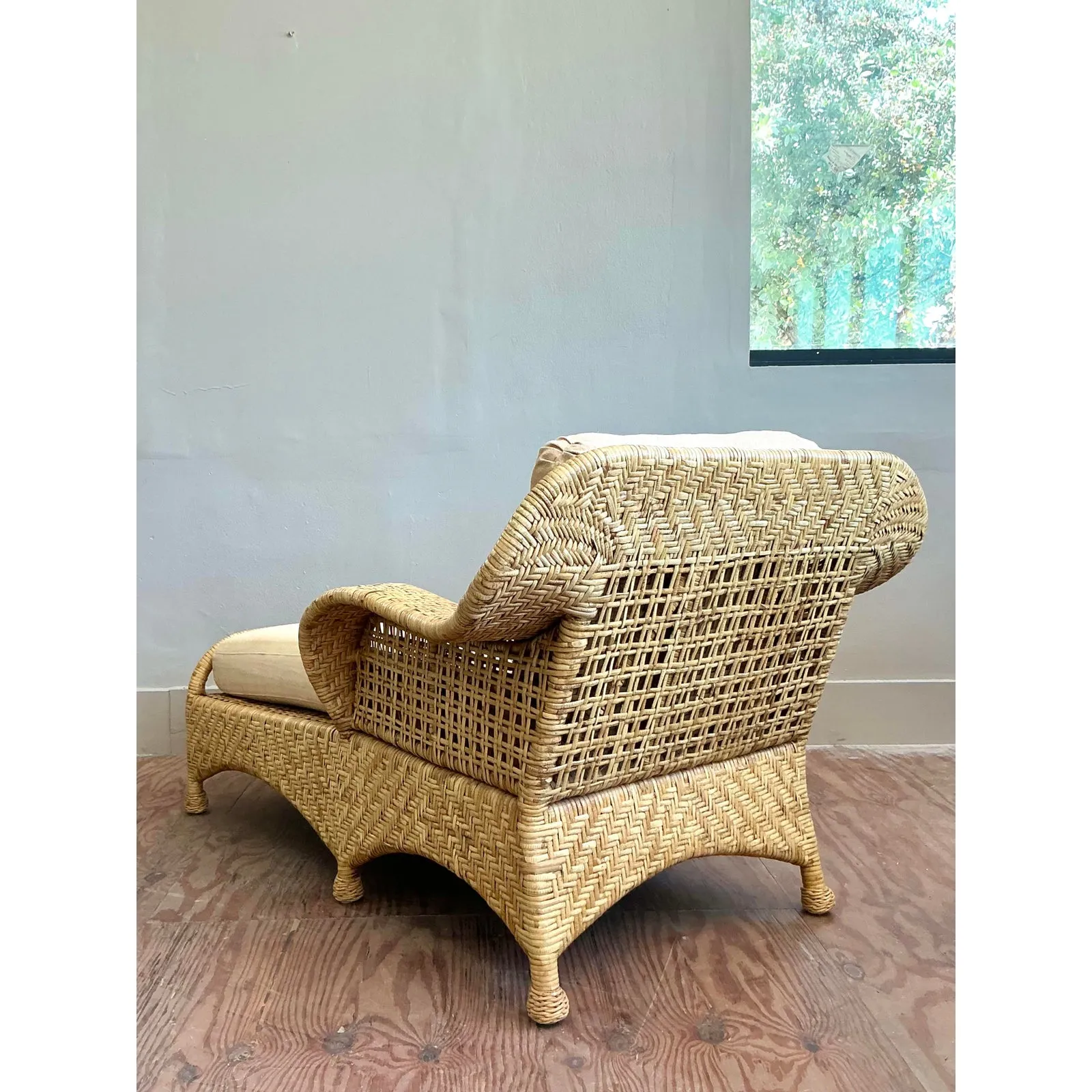Vintage Coastal McGuire Woven Rattan Chaise Lounge — additional photo 6