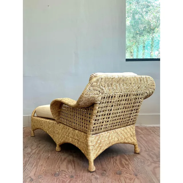 Vintage Coastal McGuire Woven Rattan Chaise Lounge — additional photo 6
