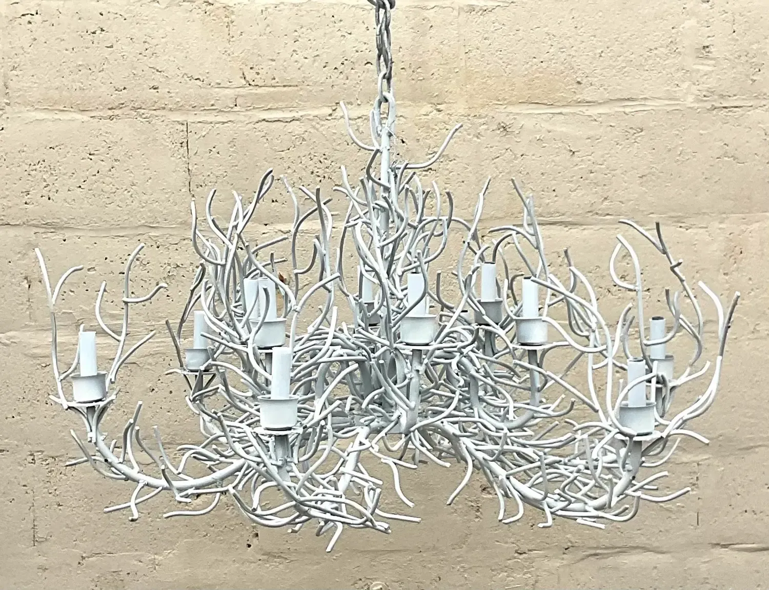 Vintage Coastal Metal Coral Branch Plaster White Chandelier — additional photo 5