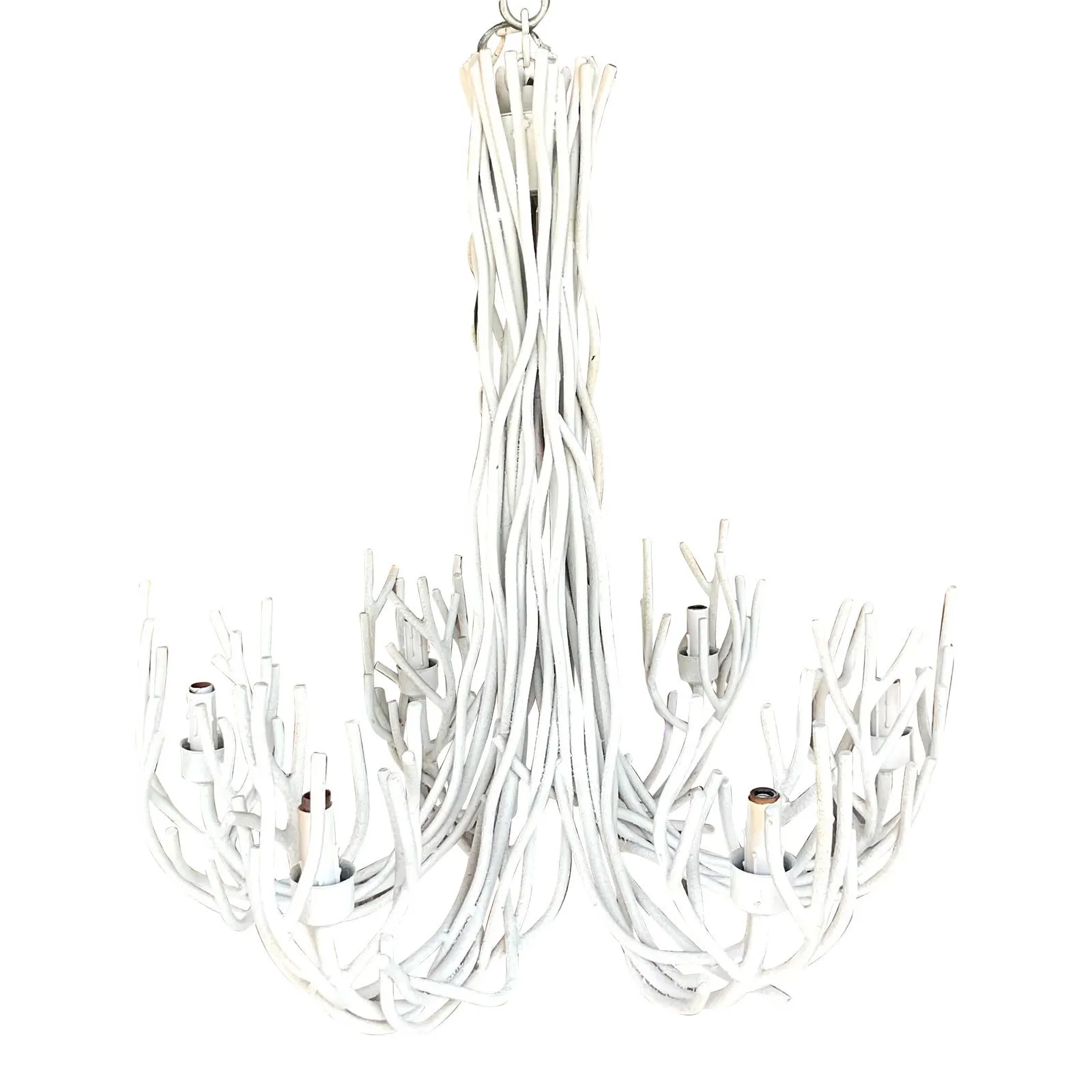 Vintage Coastal Metal Twig Chandelier