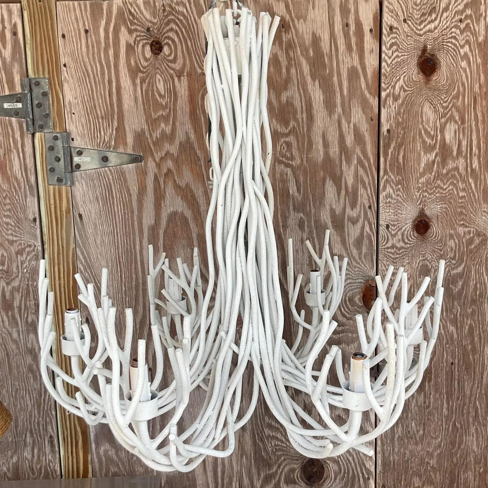 Vintage Coastal Metal Twig Chandelier — additional photo 2