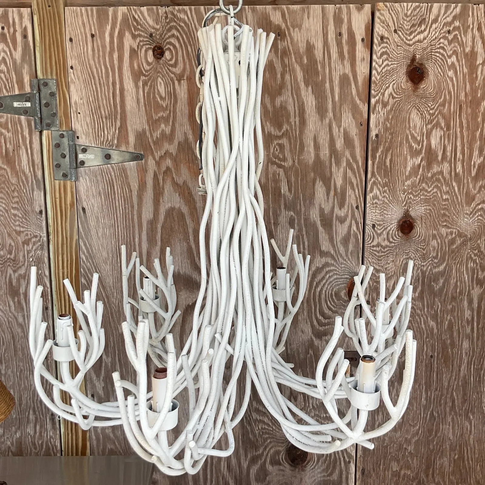 Vintage Coastal Metal Twig Chandelier — additional photo 6