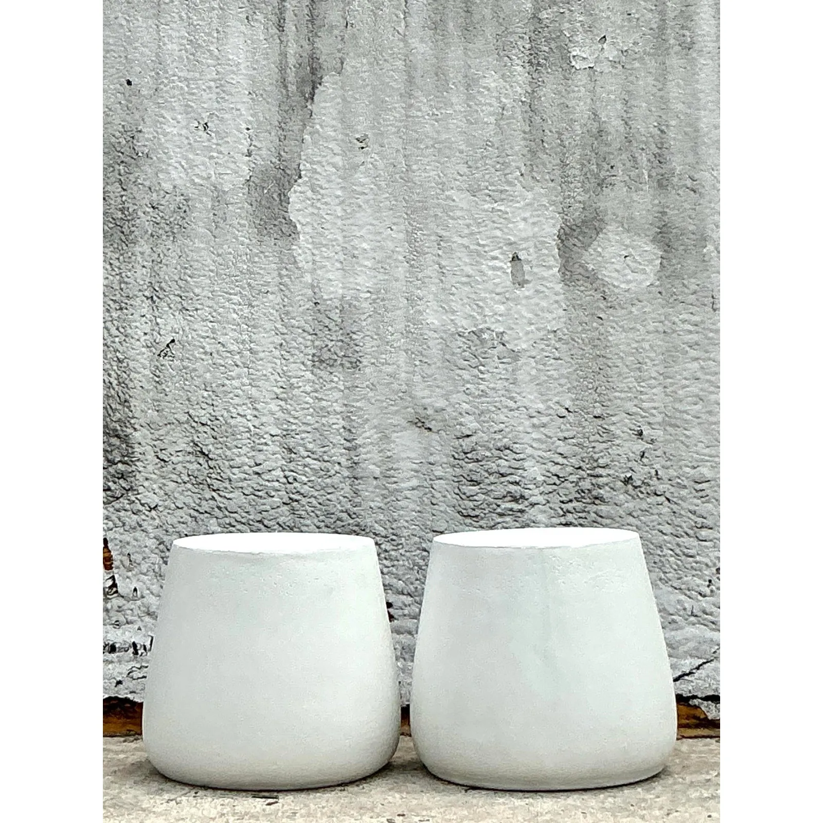 Vintage Coastal Molded Fiberglass Outdoor Side Tables - A Pair — additional photo 1
