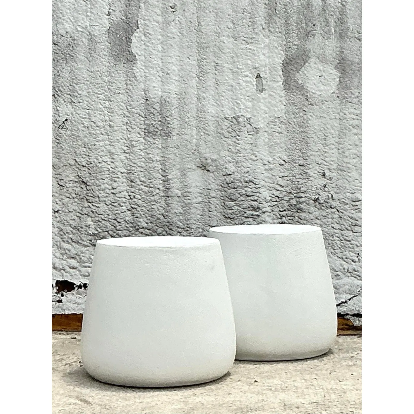 Vintage Coastal Molded Fiberglass Outdoor Side Tables - A Pair — additional photo 3
