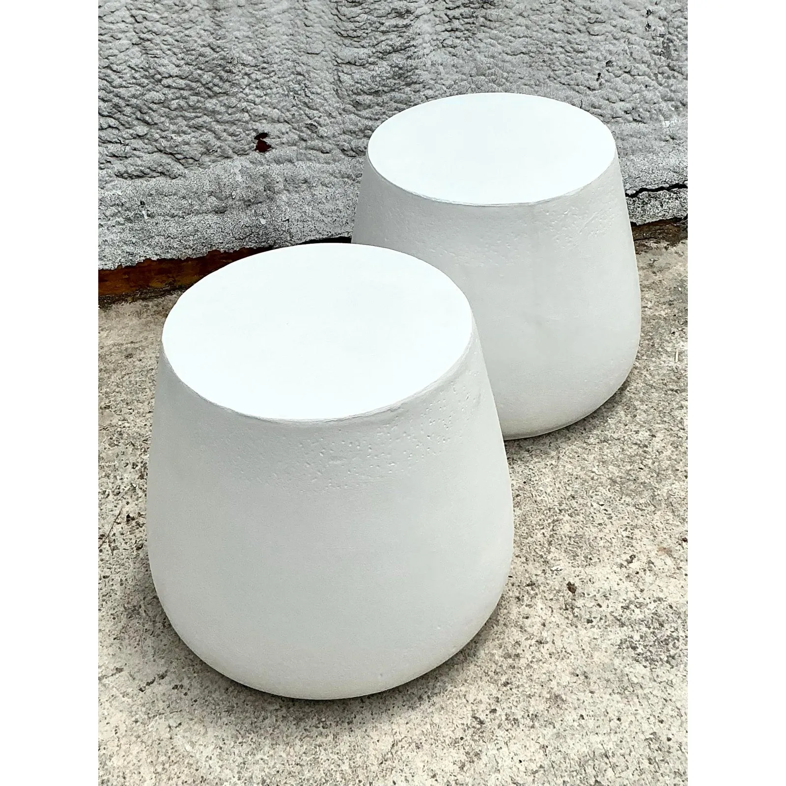 Vintage Coastal Molded Fiberglass Outdoor Side Tables - A Pair — additional photo 5